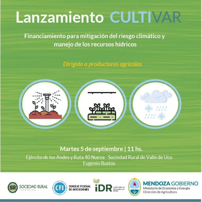 Cultivar afiche del programa de crédito para productores del Valle de Uco.