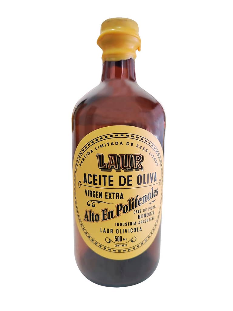 Botella de aceite de oliva alto en polifenoles de olivicola Laur.